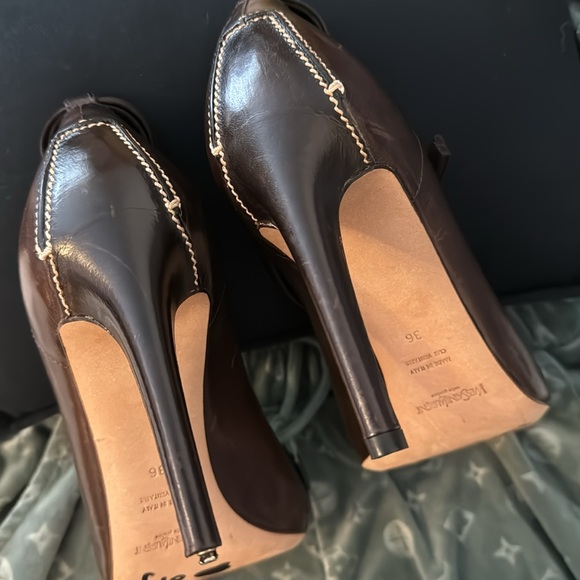 Yves Saint Laurent Slingback Peeptoe Heels Tie Detail - Picture 3 of 7